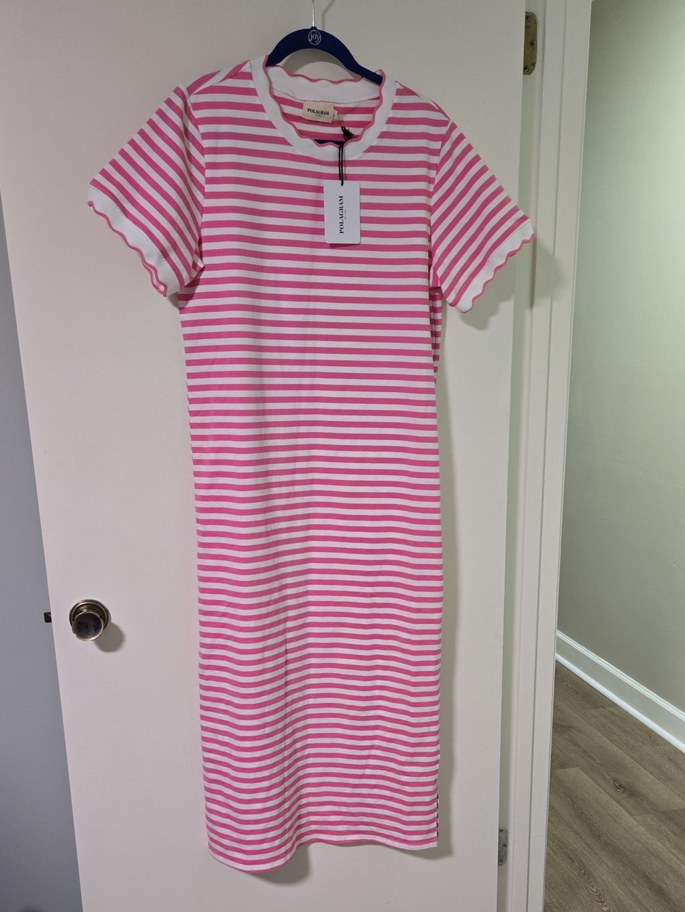 Polagram Pink & White Striped T-Shirt Dress